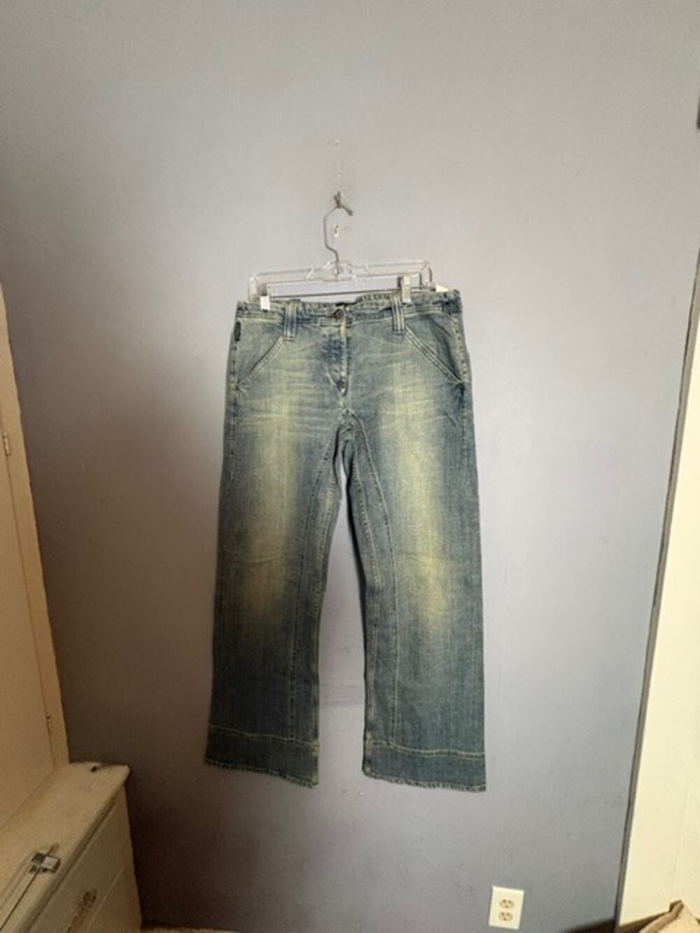 Vintage Y2K Armani Jeans Womens Low Rise Wide Leg Embellished 36x35
